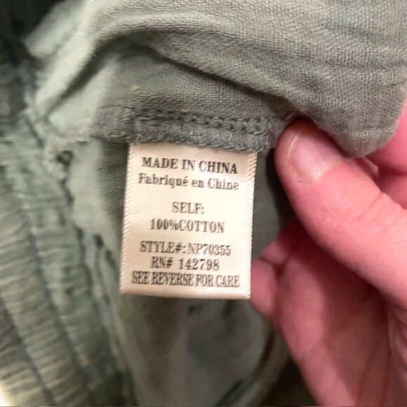 NWT New In Cotton Cargo Joggers Pull On Pants Green Size Large - Picture 13 of 16